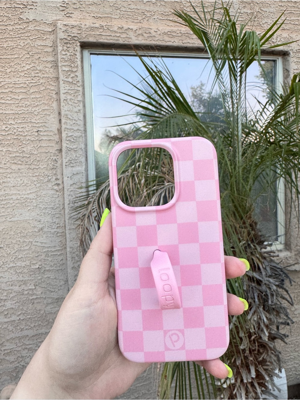 Pink Checkered Loopy Phone Case